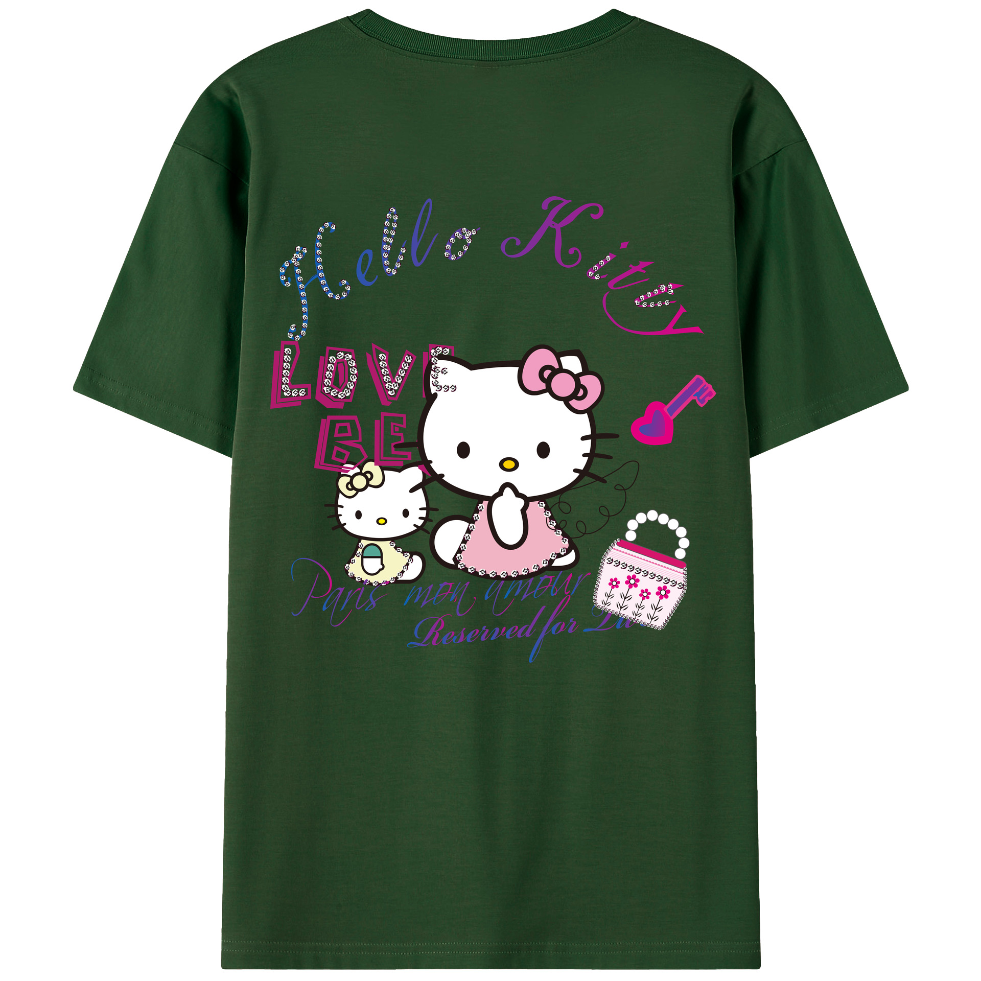（画像用） Hello Kitty ハローキティ 綿100％半袖Tシャツ（背面プリント）